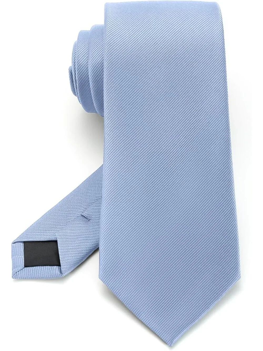 Men's Sky Blue Twill Diagonal Textured Silk Formal Necktie For Business Dress